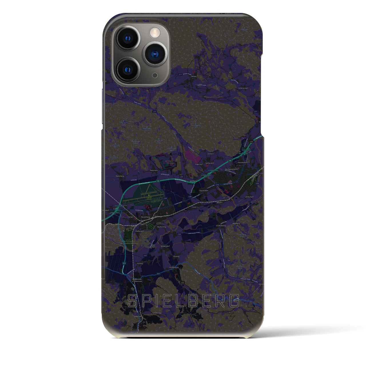【シュピールベルク】地図柄iPhoneケース（バックカバータイプ・ブラック）iPhone 11 Pro Max 用