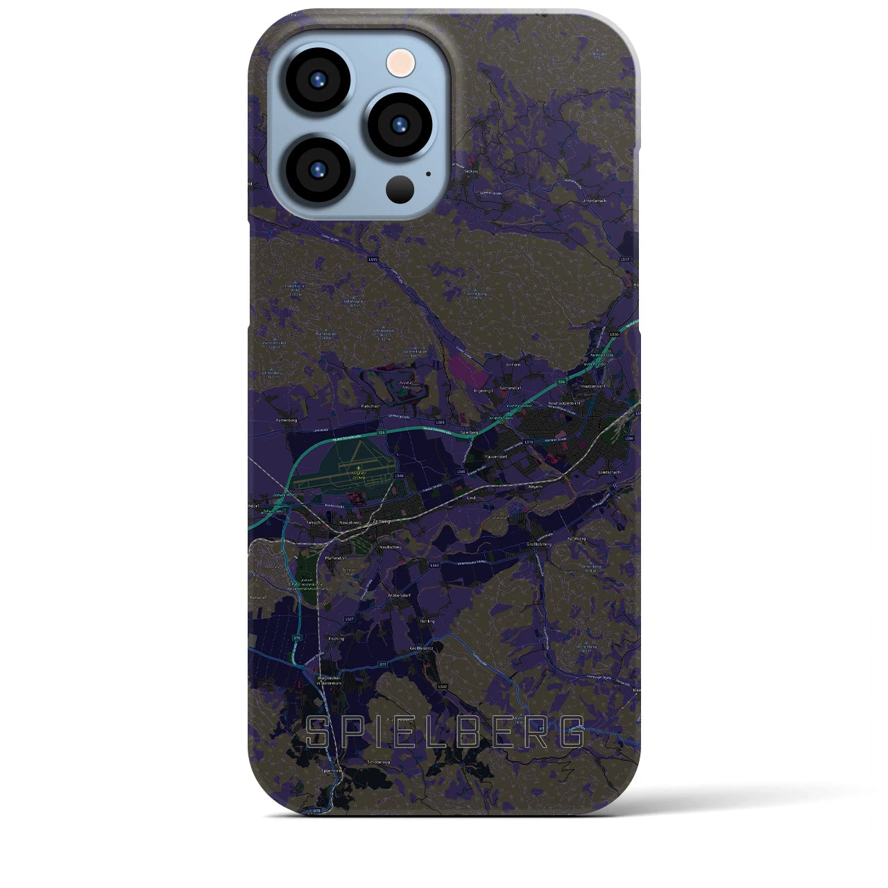 【シュピールベルク】地図柄iPhoneケース（バックカバータイプ・ブラック）iPhone 13 Pro Max 用