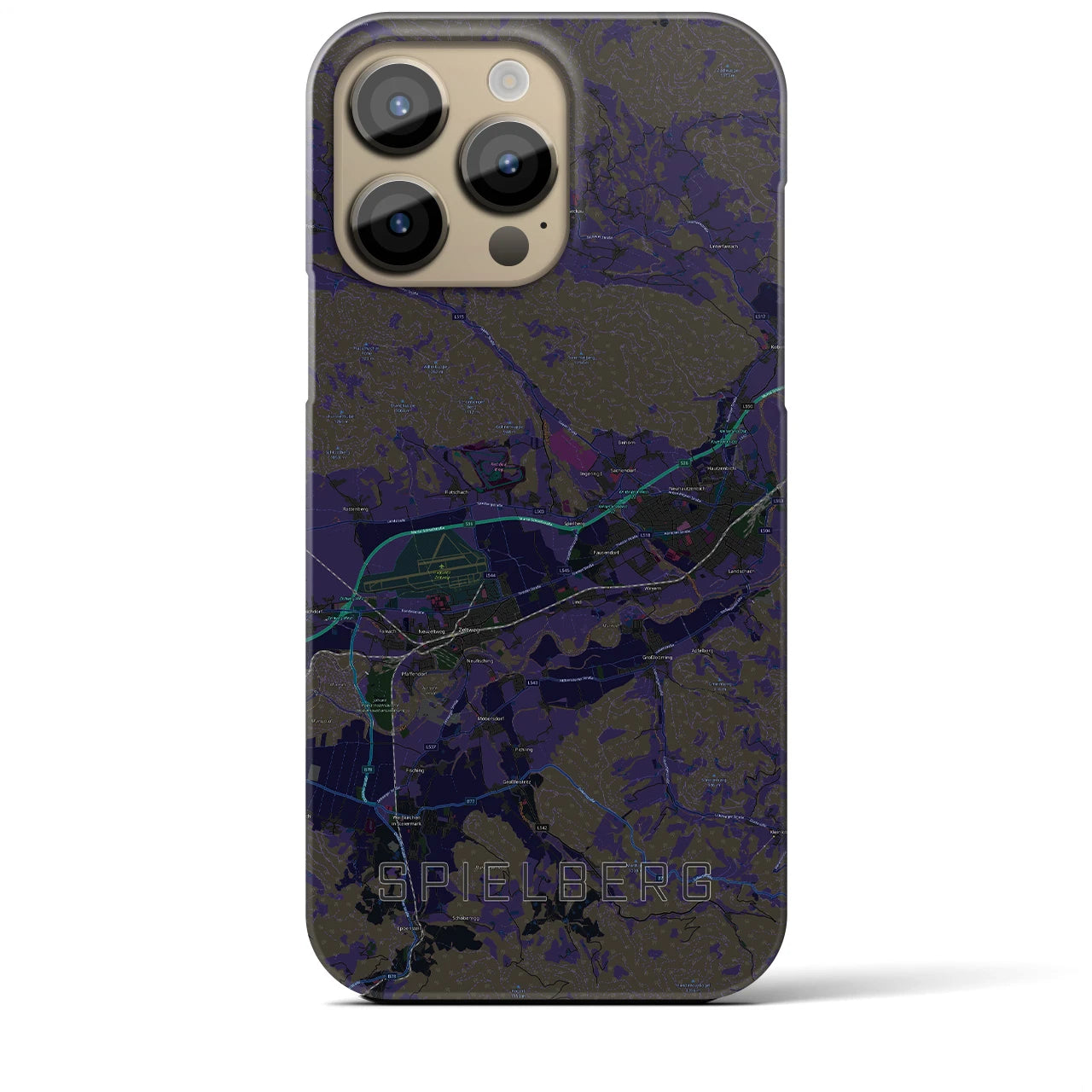 【シュピールベルク】地図柄iPhoneケース（バックカバータイプ・ブラック）iPhone 14 Pro Max 用