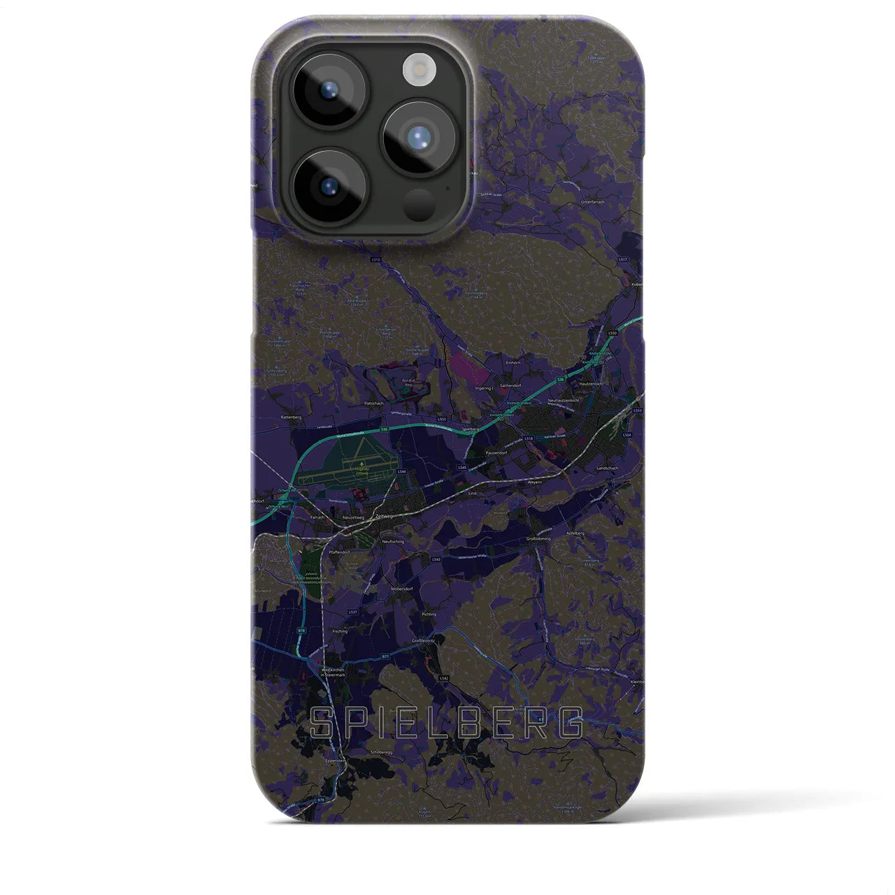 【シュピールベルク】地図柄iPhoneケース（バックカバータイプ・ブラック）iPhone 15 Pro Max 用