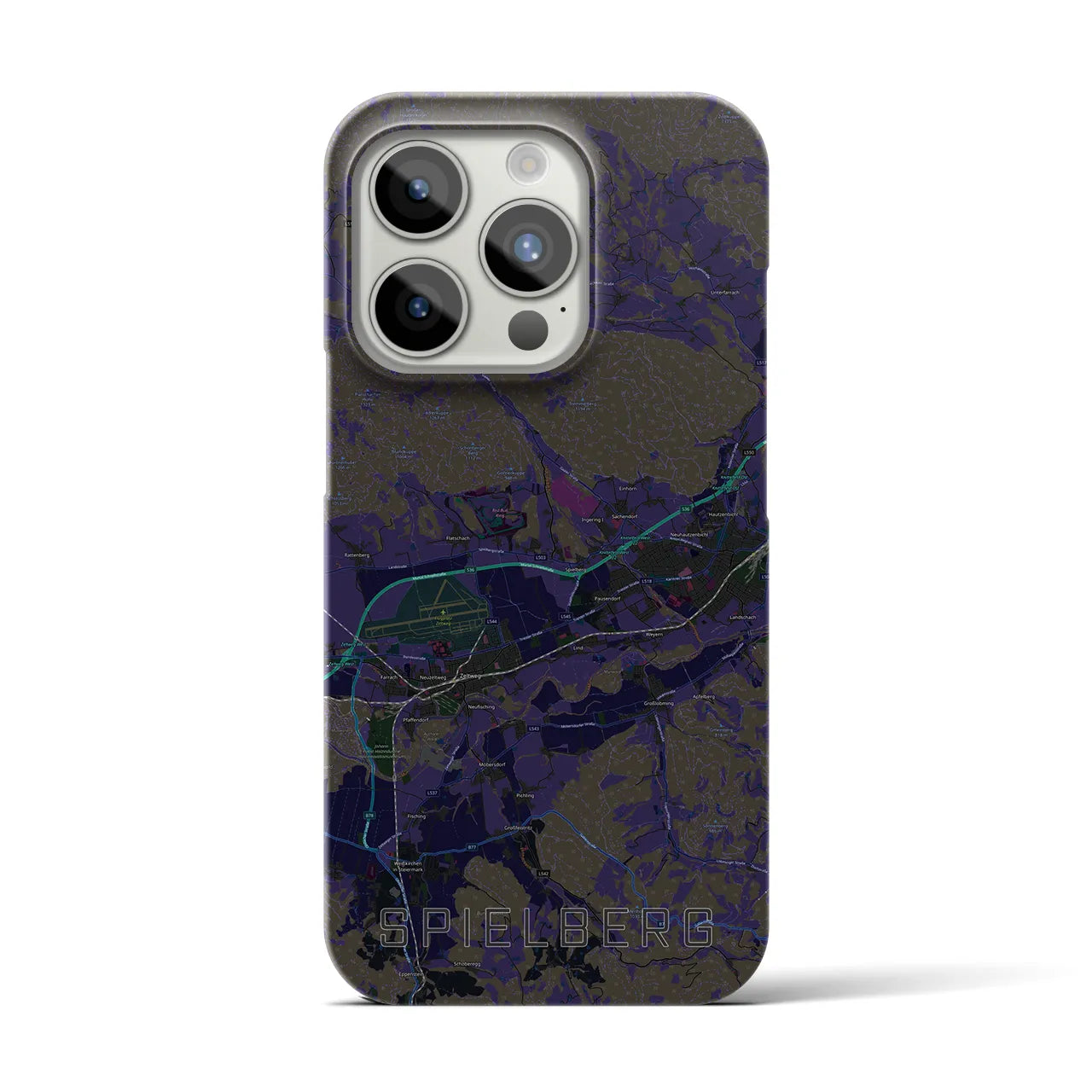 【シュピールベルク】地図柄iPhoneケース（バックカバータイプ・ブラック）iPhone 15 Pro 用