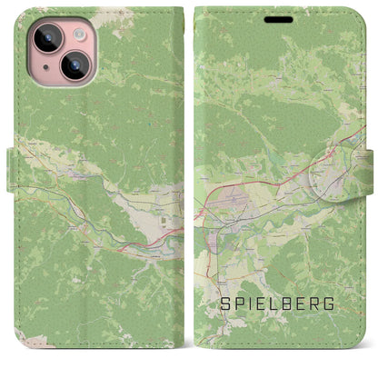 【シュピールベルク（オーストリア）】地図柄iPhoneケース（手帳タイプ）ナチュラル・iPhone 15 Plus 用