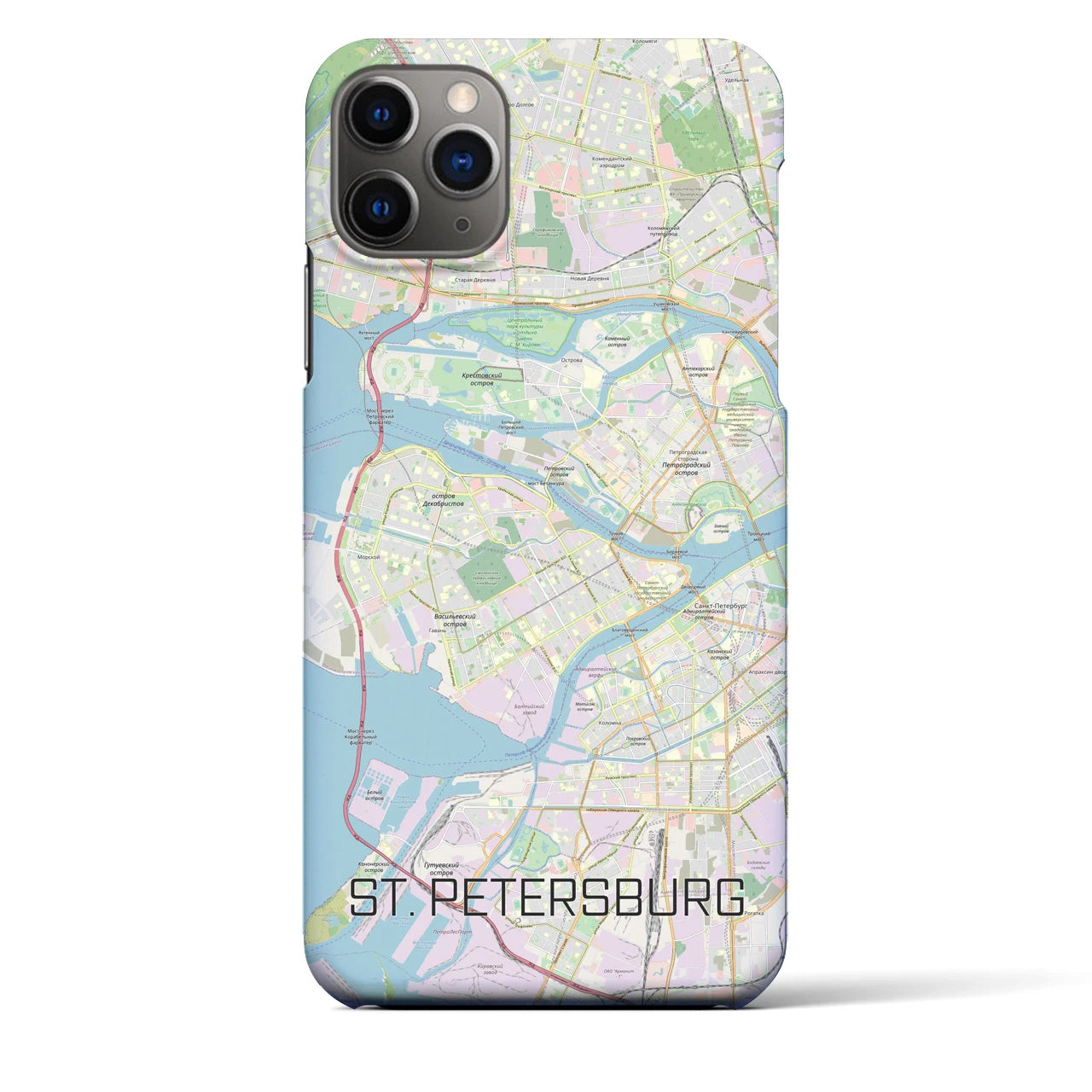 【サンクトペテルブルク】地図柄iPhoneケース（バックカバータイプ・ナチュラル）iPhone 11 Pro Max 用