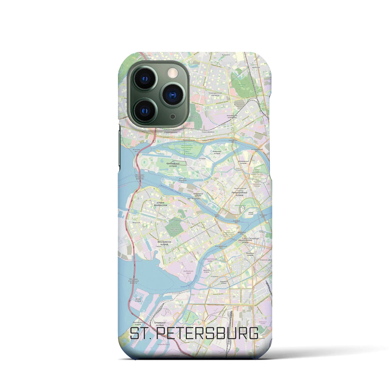 【サンクトペテルブルク】地図柄iPhoneケース（バックカバータイプ・ナチュラル）iPhone 11 Pro 用