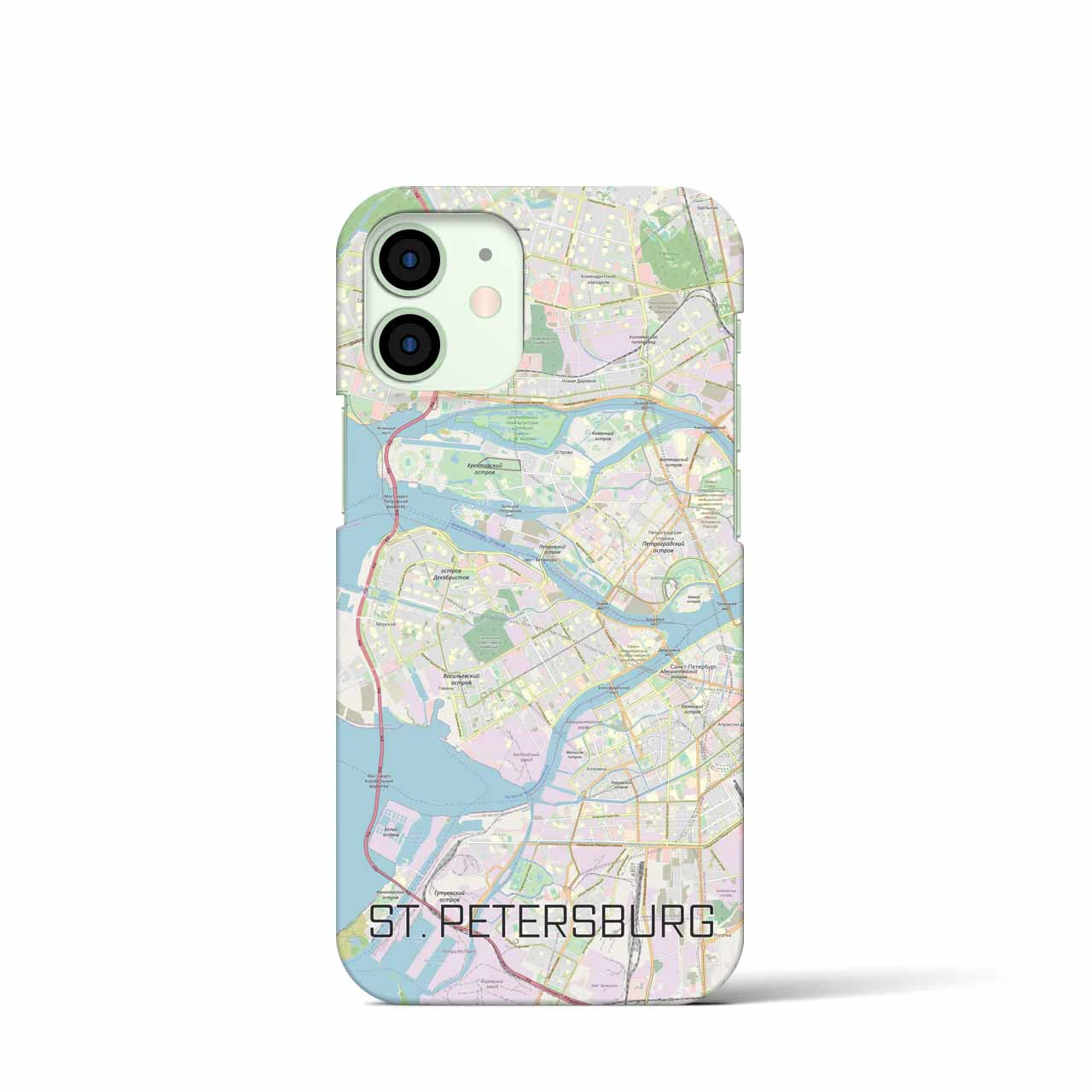 【サンクトペテルブルク】地図柄iPhoneケース（バックカバータイプ・ナチュラル）iPhone 12 mini 用