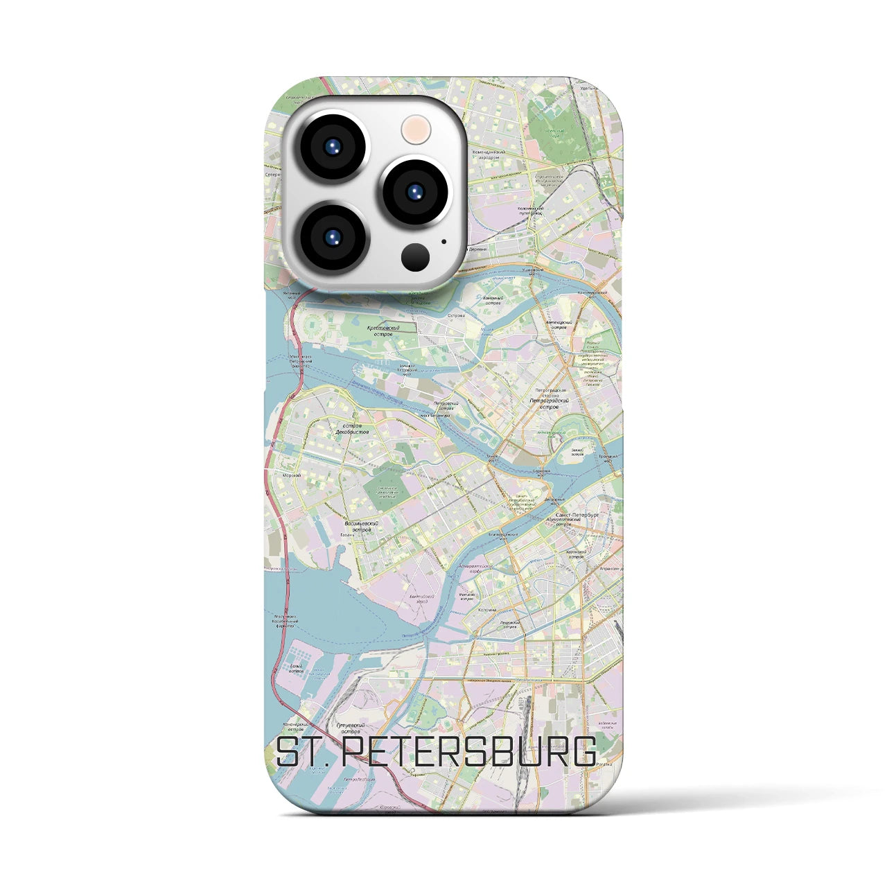 【サンクトペテルブルク】地図柄iPhoneケース（バックカバータイプ・ナチュラル）iPhone 13 Pro 用