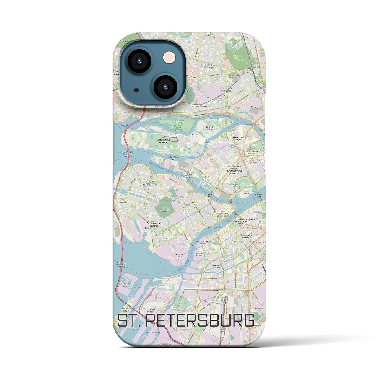 【サンクトペテルブルク】地図柄iPhoneケース（バックカバータイプ・ナチュラル）iPhone 13 用