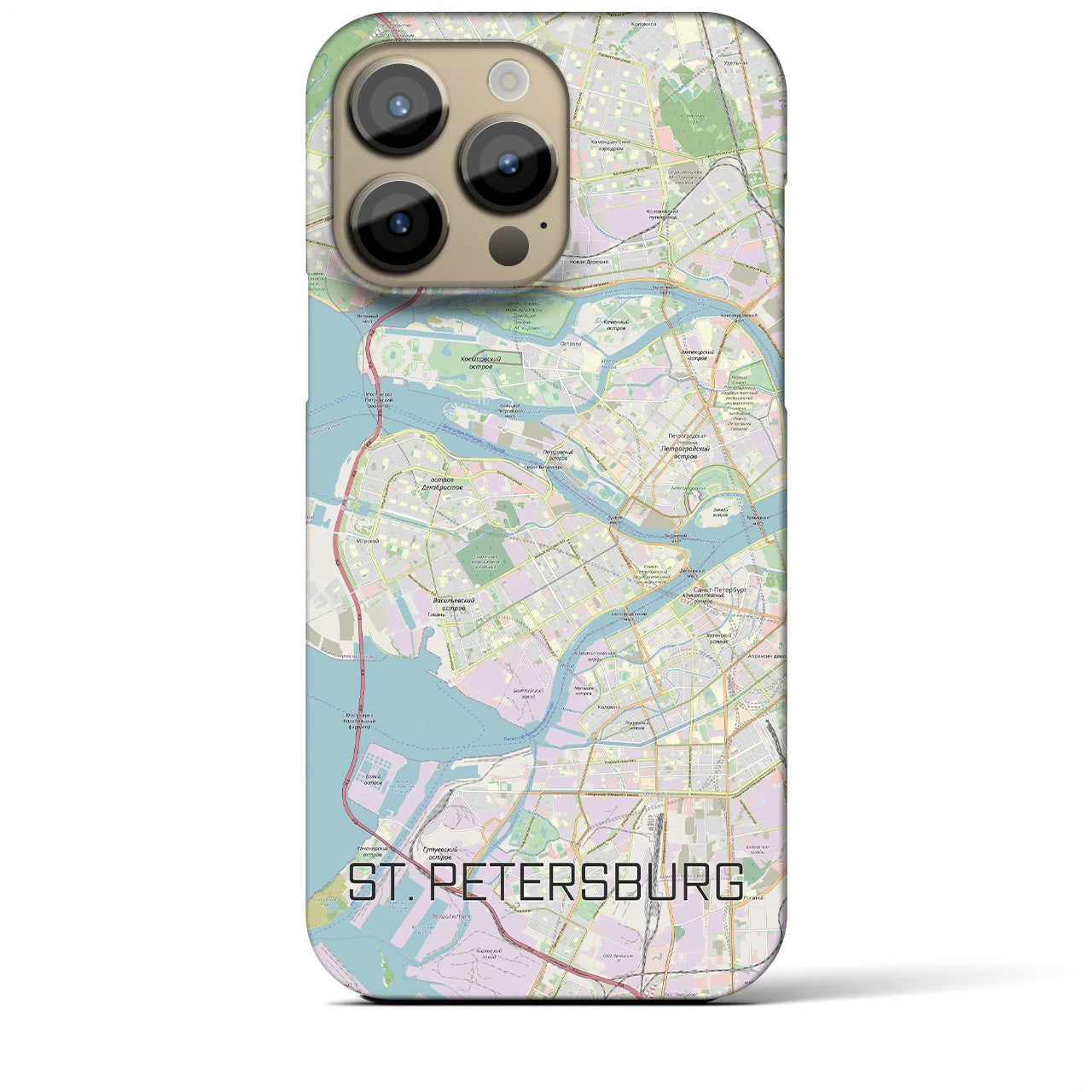 【サンクトペテルブルク】地図柄iPhoneケース（バックカバータイプ・ナチュラル）iPhone 14 Pro Max 用