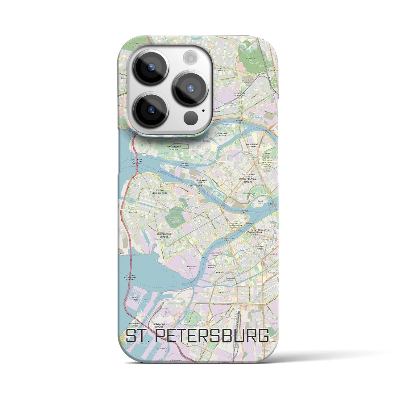 【サンクトペテルブルク】地図柄iPhoneケース（バックカバータイプ・ナチュラル）iPhone 14 Pro 用