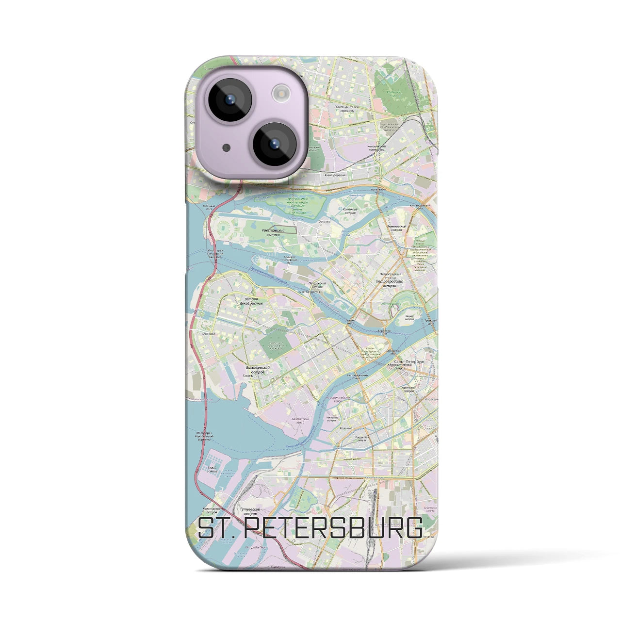 【サンクトペテルブルク】地図柄iPhoneケース（バックカバータイプ・ナチュラル）iPhone 14 用