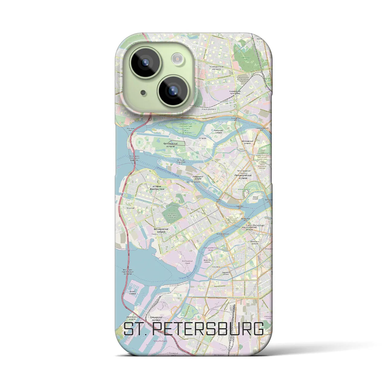 【サンクトペテルブルク】地図柄iPhoneケース（バックカバータイプ・ナチュラル）iPhone 15 用