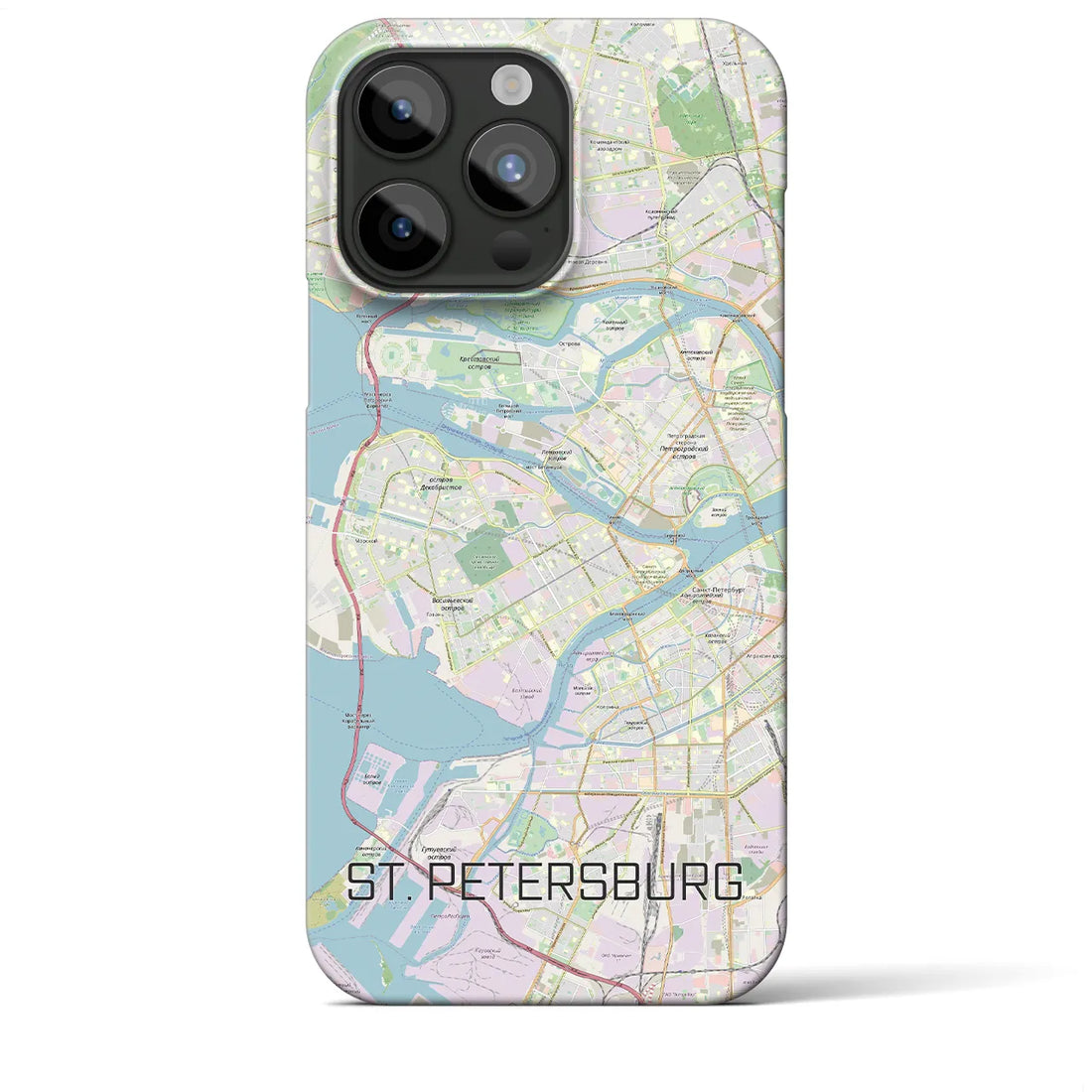 【サンクトペテルブルク】地図柄iPhoneケース（バックカバータイプ・ナチュラル）iPhone 15 Pro Max 用