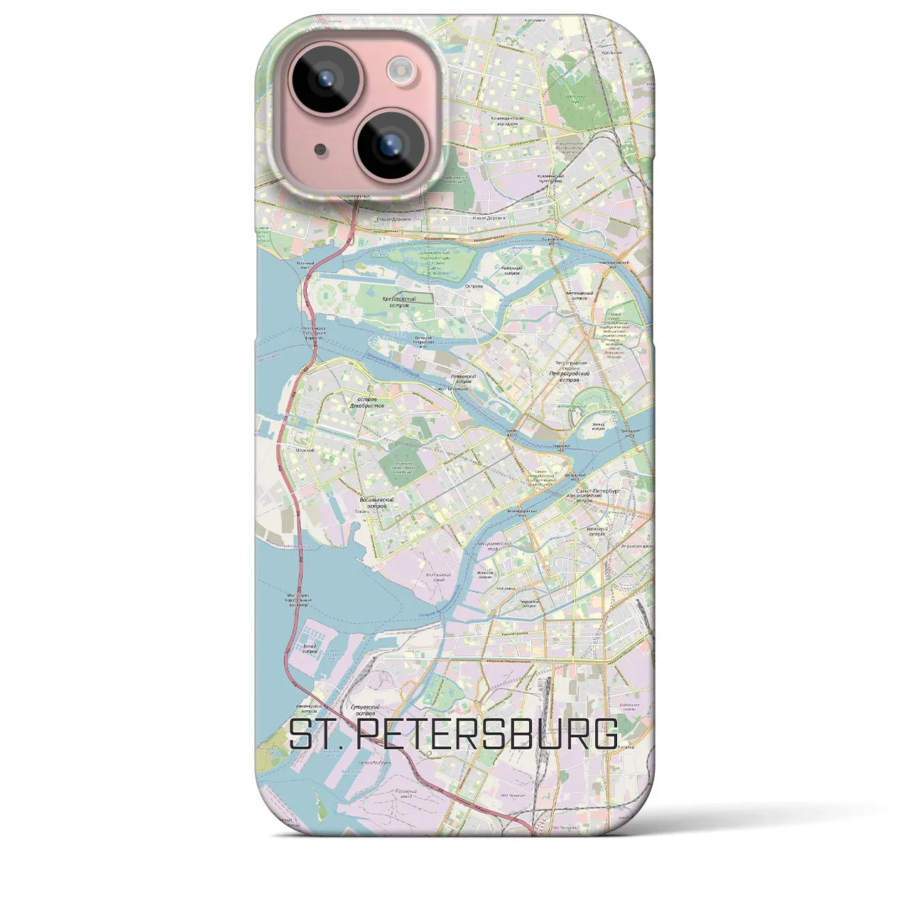 【サンクトペテルブルク】地図柄iPhoneケース（バックカバータイプ・ナチュラル）iPhone 15 Plus 用