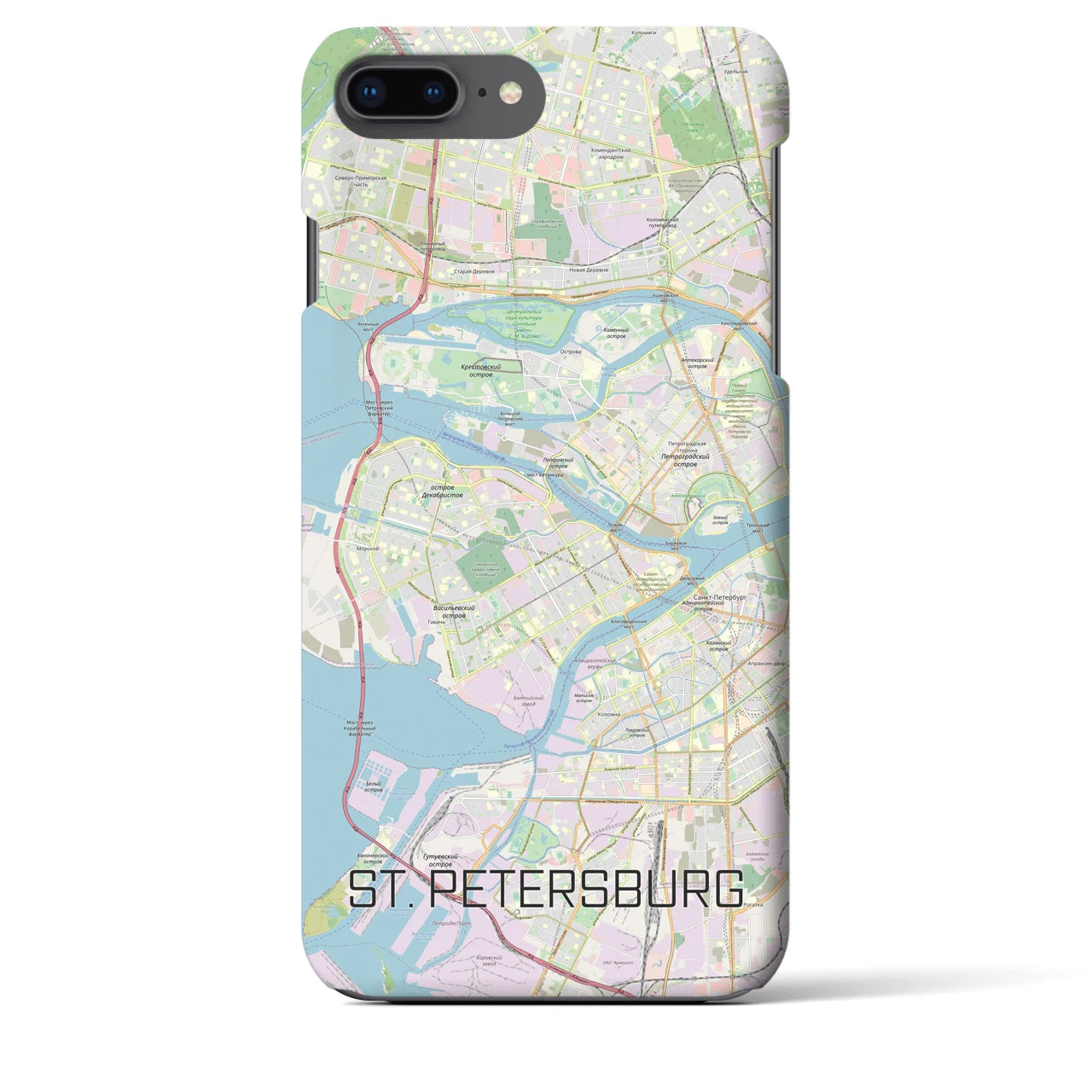 【サンクトペテルブルク】地図柄iPhoneケース（バックカバータイプ・ナチュラル）iPhone 8Plus /7Plus / 6sPlus / 6Plus 用