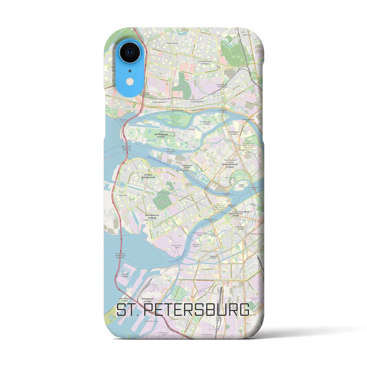 【サンクトペテルブルク】地図柄iPhoneケース（バックカバータイプ・ナチュラル）iPhone XR 用