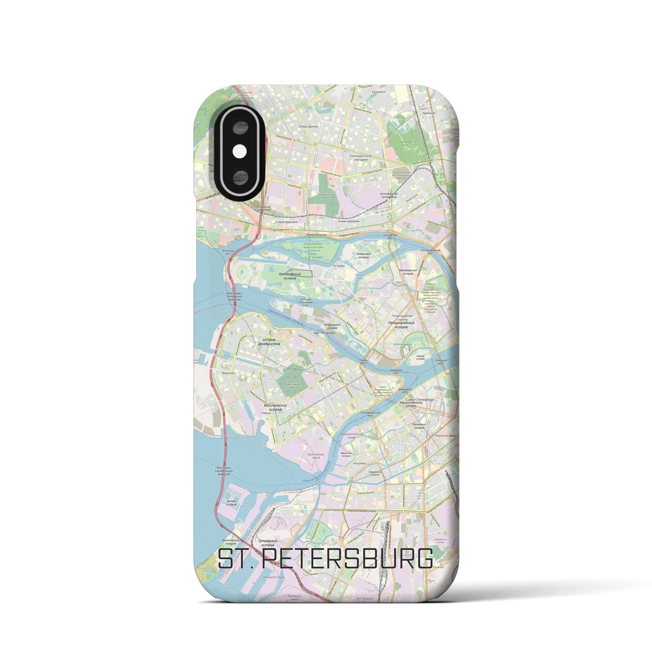 【サンクトペテルブルク】地図柄iPhoneケース（バックカバータイプ・ナチュラル）iPhone XS / X 用
