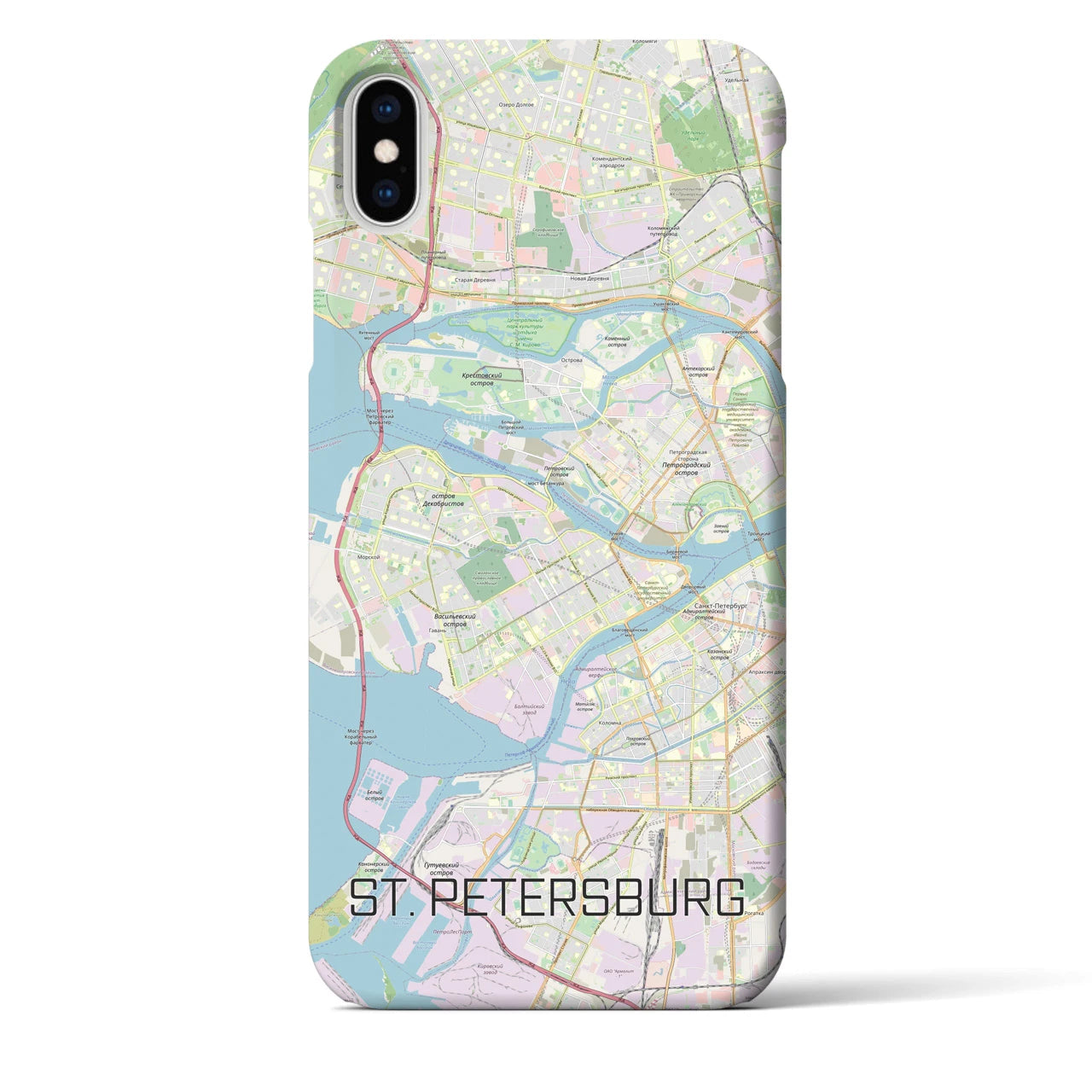 【サンクトペテルブルク】地図柄iPhoneケース（バックカバータイプ・ナチュラル）iPhone XS Max 用