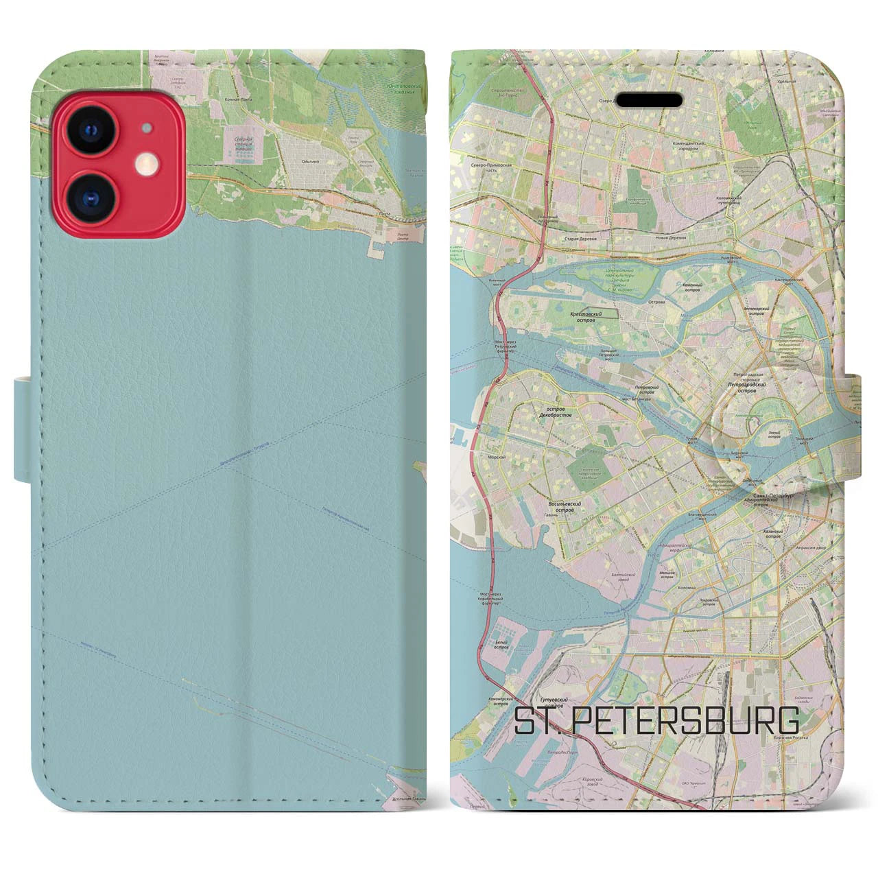 【サンクトペテルブルク】地図柄iPhoneケース（手帳両面タイプ・ナチュラル）iPhone 11 用