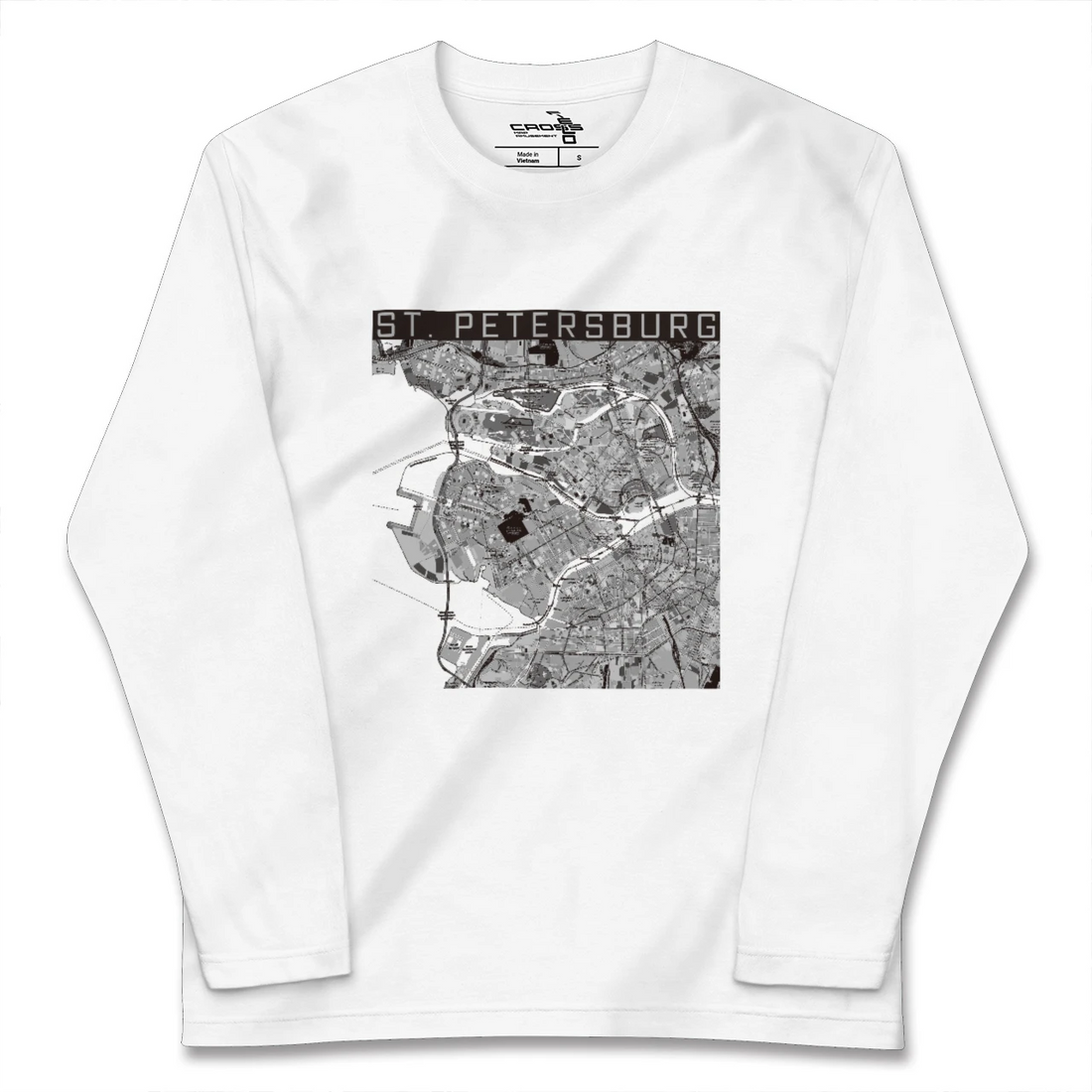 【サンクトペテルブルク(ロシア)】地図柄ロングスリーブTシャツ