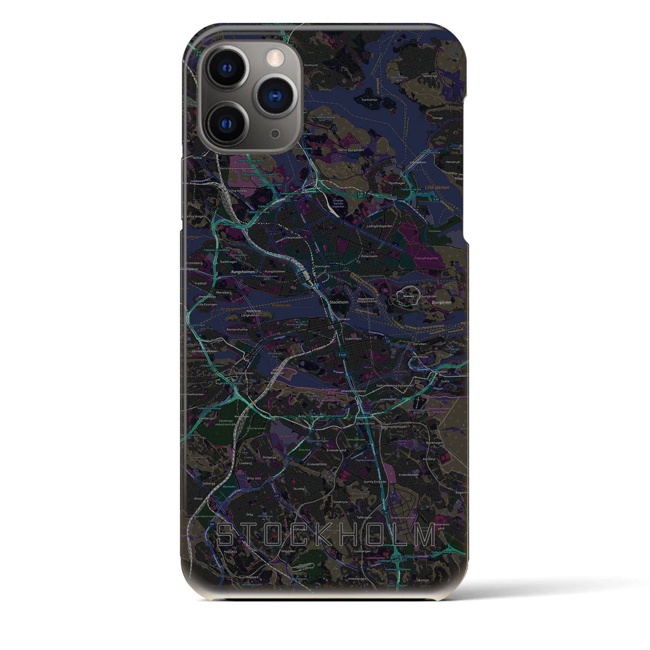 【ストックホルム】地図柄iPhoneケース（バックカバータイプ・ブラック）iPhone 11 Pro Max 用