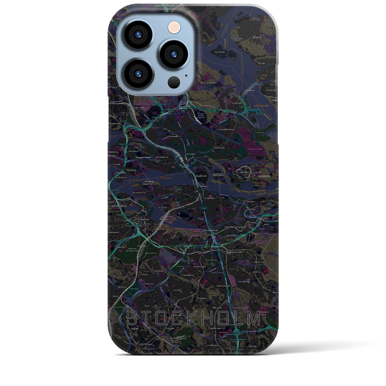 【ストックホルム】地図柄iPhoneケース（バックカバータイプ・ブラック）iPhone 13 Pro Max 用