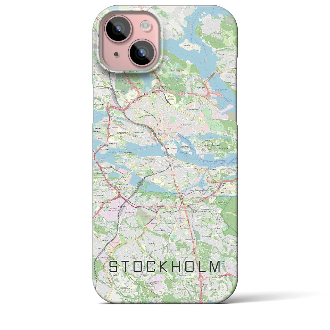 【ストックホルム】地図柄iPhoneケース（バックカバータイプ・ナチュラル）iPhone 15 Plus 用
