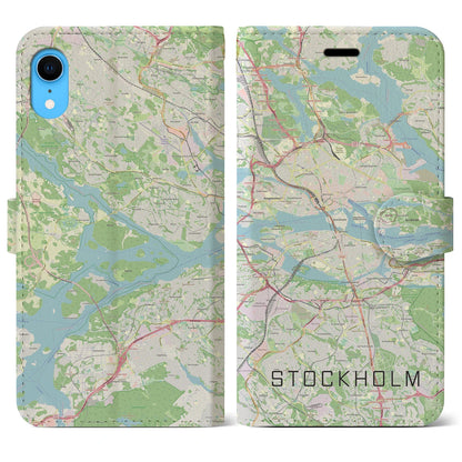 【ストックホルム（スウェーデン）】地図柄iPhoneケース（手帳タイプ）ナチュラル・iPhone XR 用