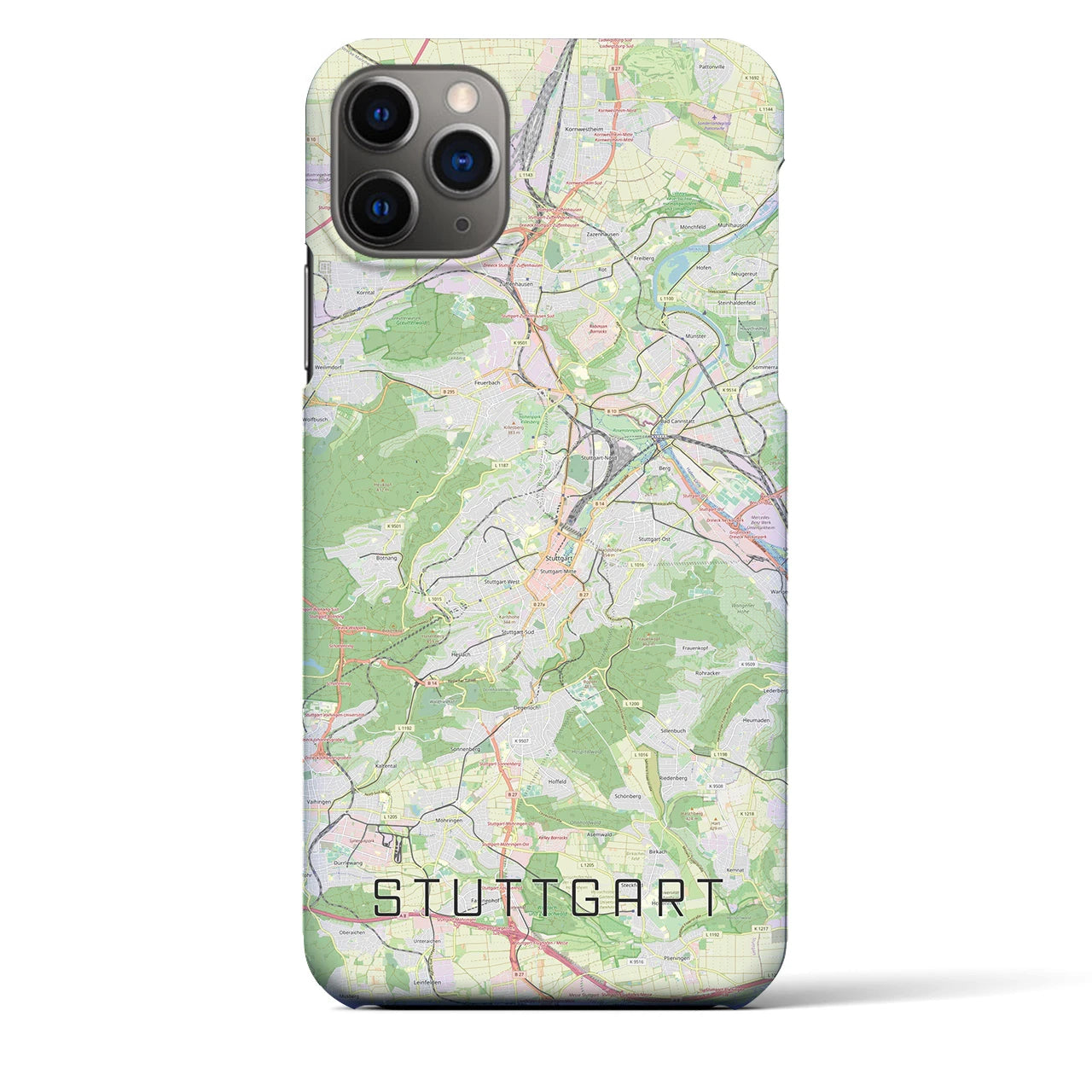 【シュトゥットガルト】地図柄iPhoneケース（バックカバータイプ・ナチュラル）iPhone 11 Pro Max 用