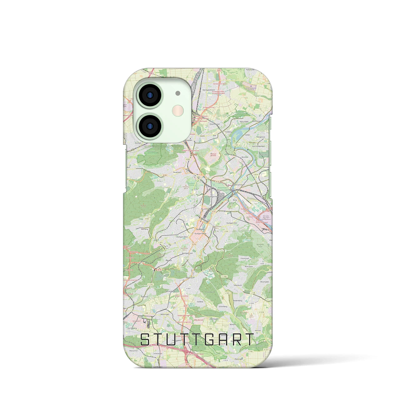 【シュトゥットガルト】地図柄iPhoneケース（バックカバータイプ・ナチュラル）iPhone 12 mini 用