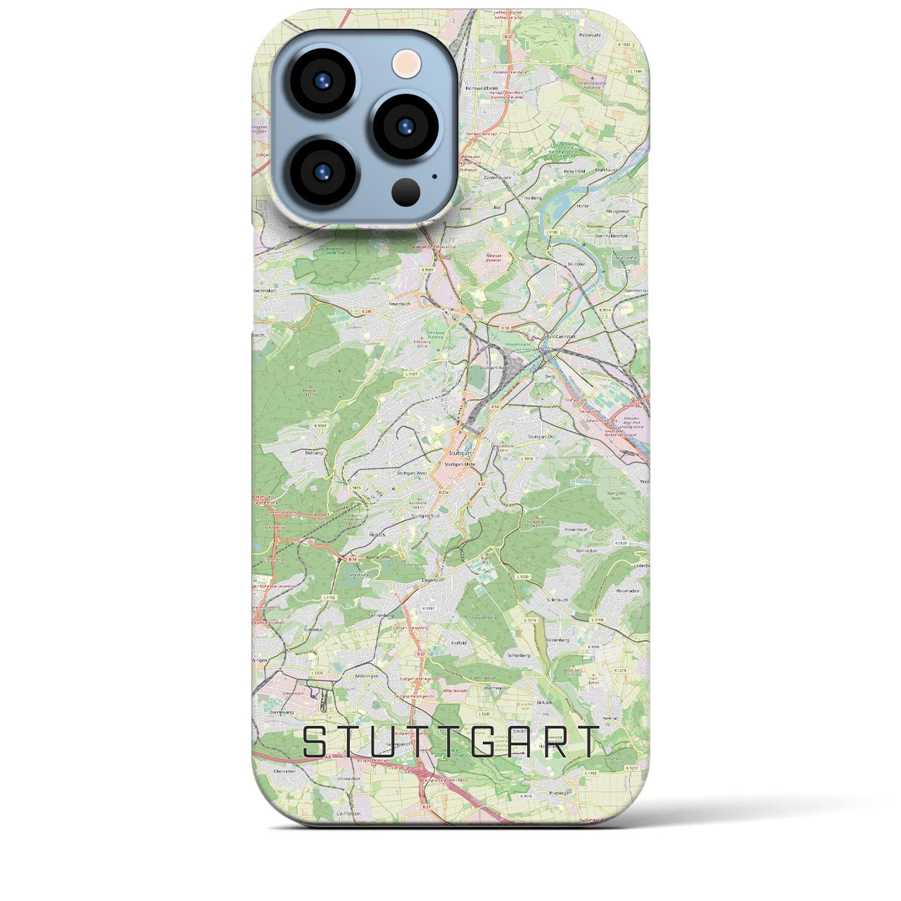 【シュトゥットガルト】地図柄iPhoneケース（バックカバータイプ・ナチュラル）iPhone 13 Pro Max 用