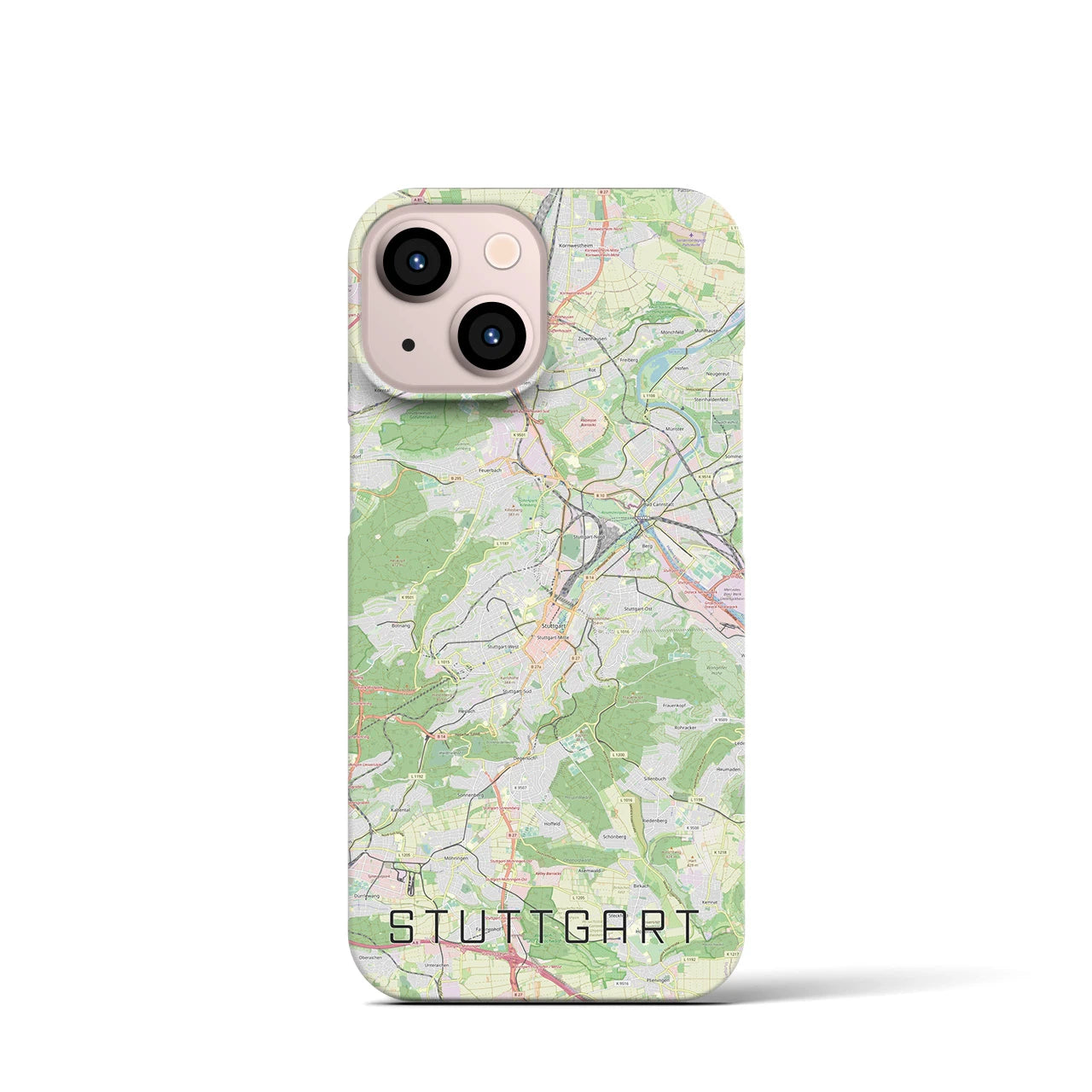 【シュトゥットガルト】地図柄iPhoneケース（バックカバータイプ・ナチュラル）iPhone 13 mini 用