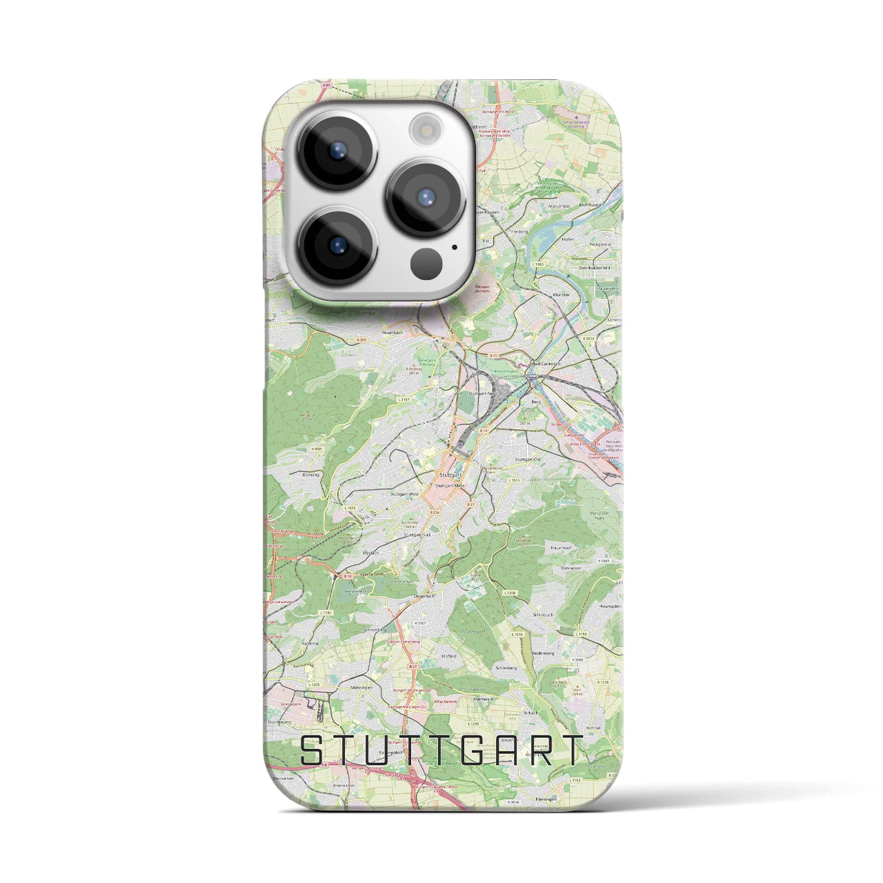 【シュトゥットガルト】地図柄iPhoneケース（バックカバータイプ・ナチュラル）iPhone 14 Pro 用