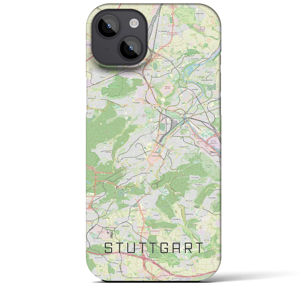 【シュトゥットガルト】地図柄iPhoneケース（バックカバータイプ・ナチュラル）iPhone 14 Plus 用