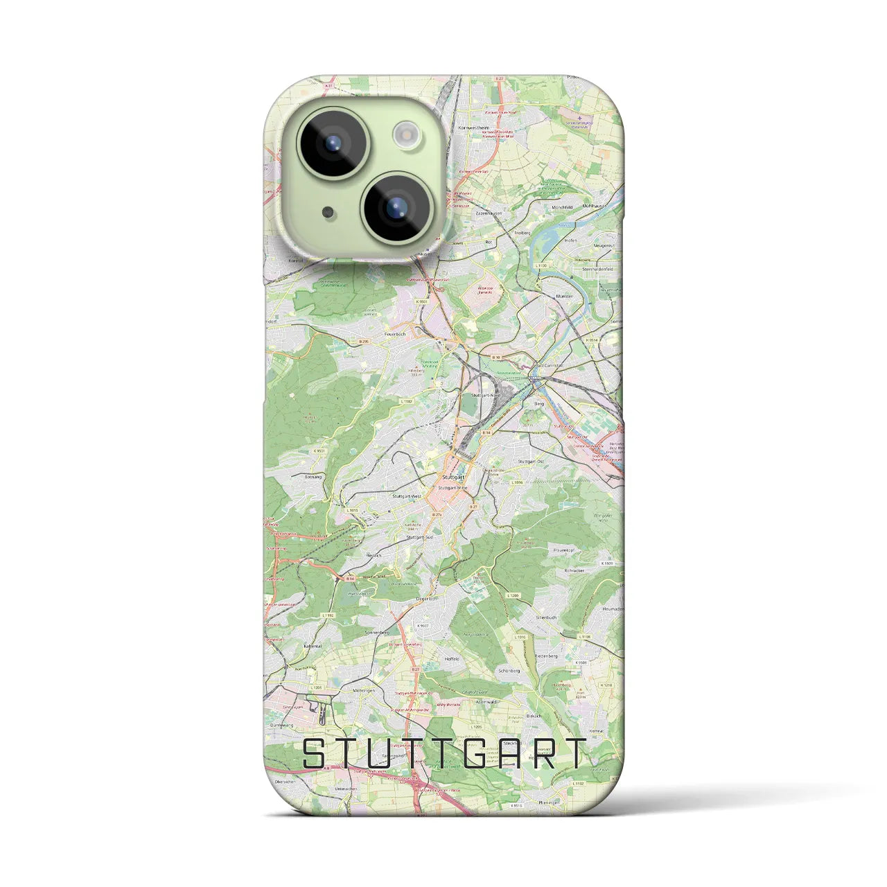 【シュトゥットガルト】地図柄iPhoneケース（バックカバータイプ・ナチュラル）iPhone 15 用
