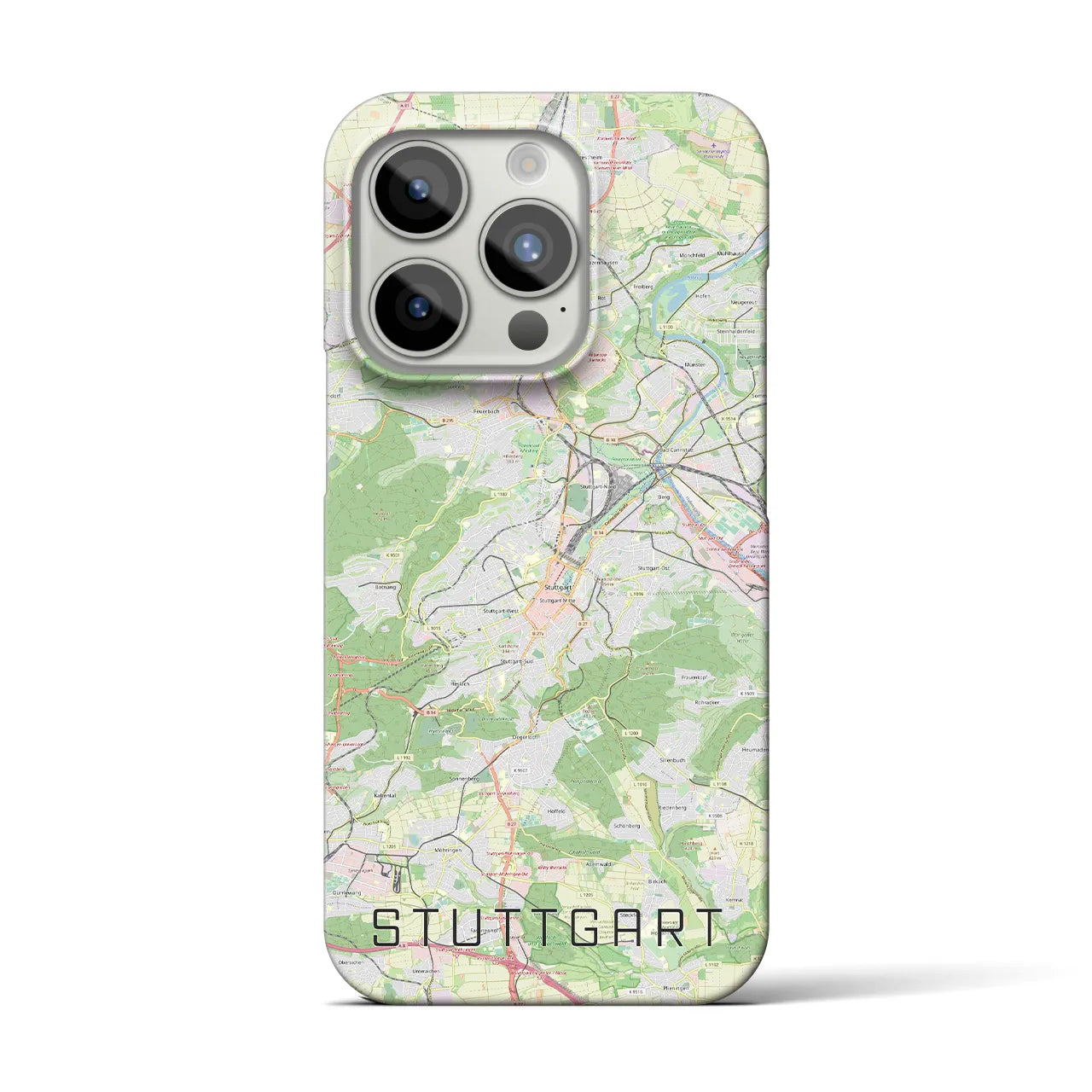 【シュトゥットガルト】地図柄iPhoneケース（バックカバータイプ・ナチュラル）iPhone 15 Pro 用