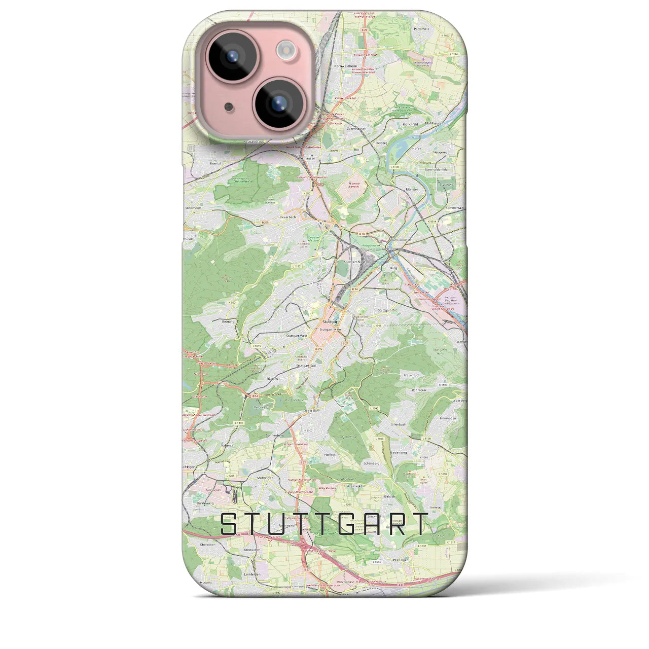 【シュトゥットガルト】地図柄iPhoneケース（バックカバータイプ・ナチュラル）iPhone 15 Plus 用