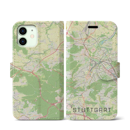 【シュトゥットガルト（ドイツ）】地図柄iPhoneケース（手帳タイプ）ナチュラル・iPhone 12 mini 用