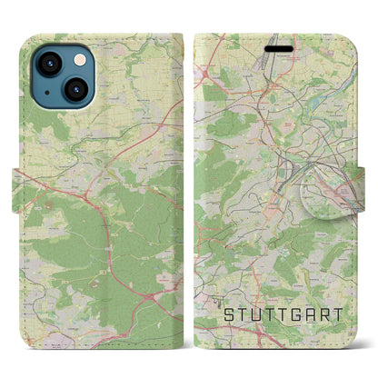 【シュトゥットガルト（ドイツ）】地図柄iPhoneケース（手帳タイプ）ナチュラル・iPhone 13 用