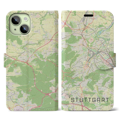 【シュトゥットガルト（ドイツ）】地図柄iPhoneケース（手帳タイプ）ナチュラル・iPhone 15 用