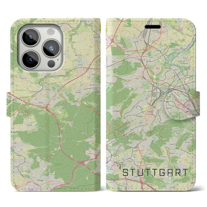 【シュトゥットガルト（ドイツ）】地図柄iPhoneケース（手帳タイプ）ナチュラル・iPhone 15 Pro 用