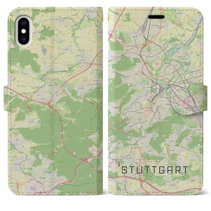 【シュトゥットガルト（ドイツ）】地図柄iPhoneケース（手帳タイプ）ナチュラル・iPhone XS Max 用