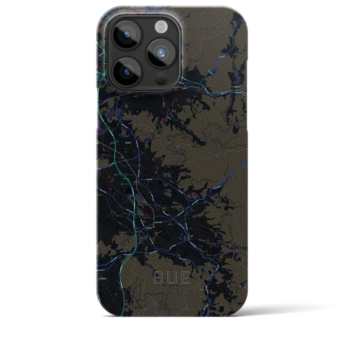 【須恵】地図柄iPhoneケース（バックカバータイプ・ブラック）iPhone 15 Pro Max 用