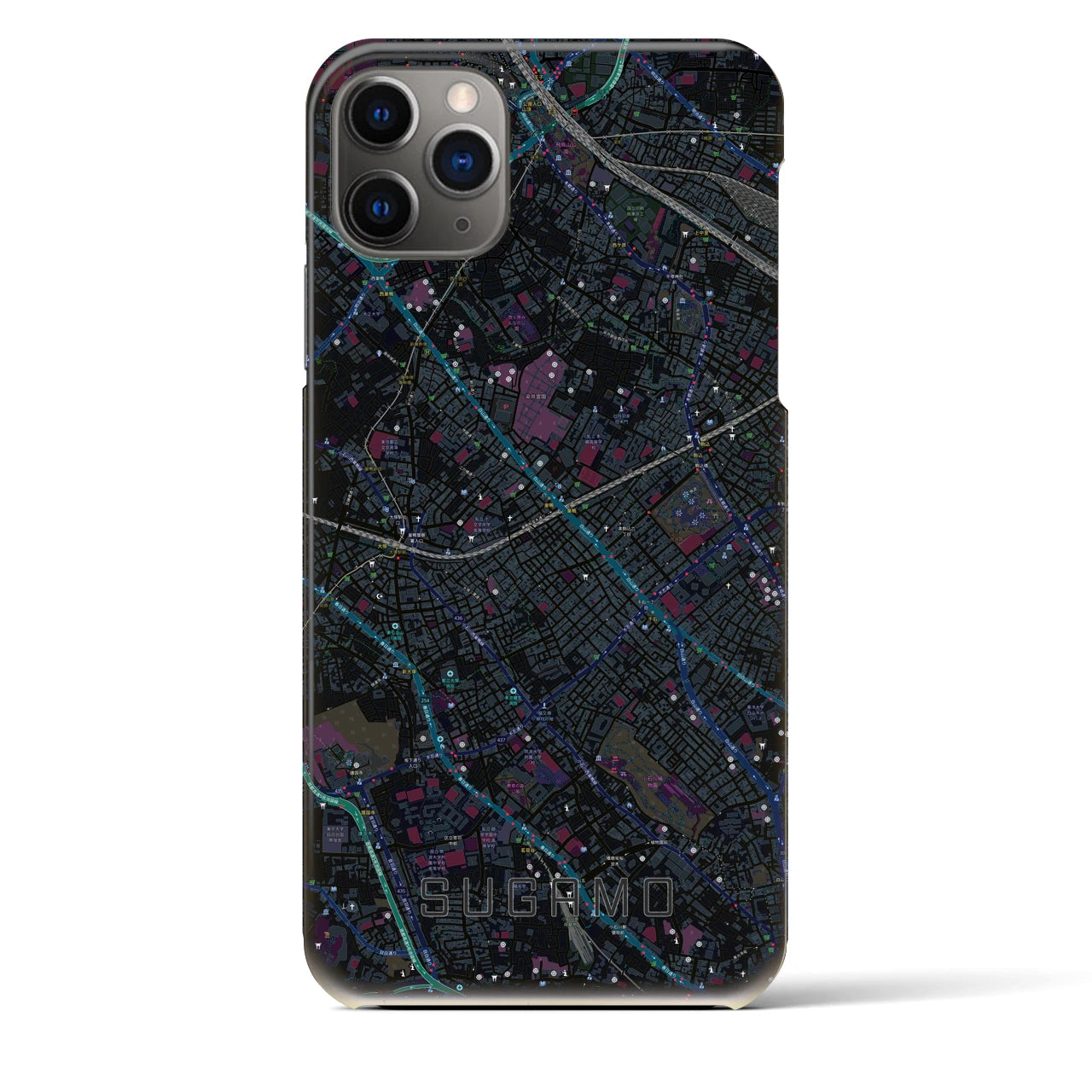 【巣鴨】地図柄iPhoneケース（バックカバータイプ・ブラック）iPhone 11 Pro Max 用