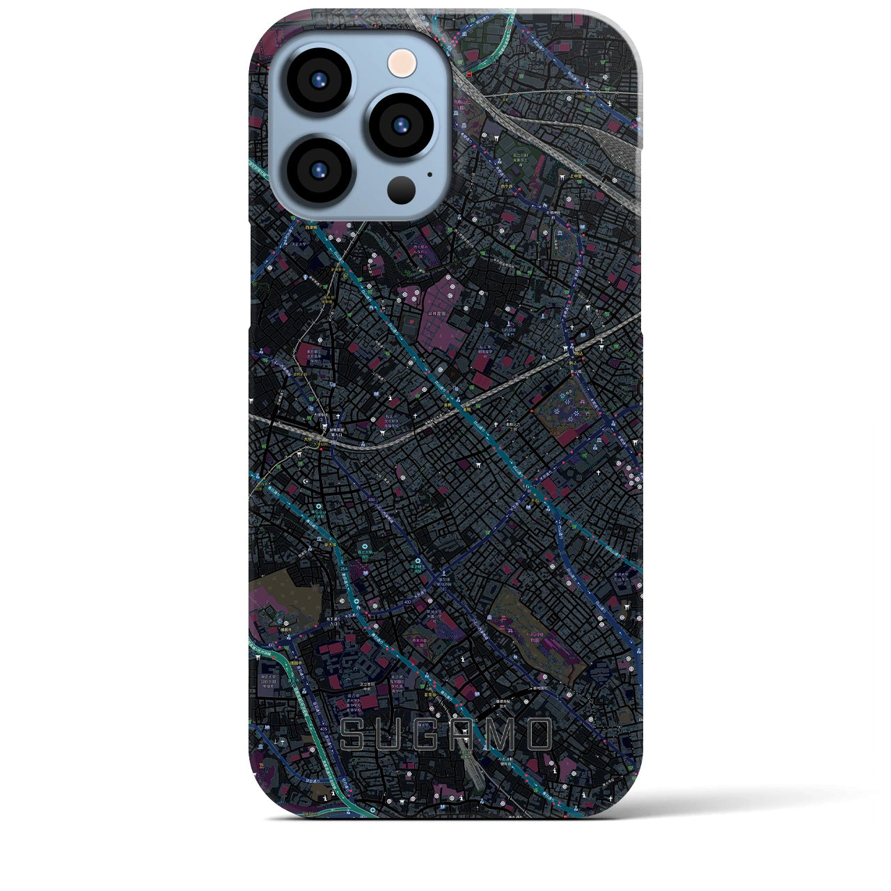 【巣鴨】地図柄iPhoneケース（バックカバータイプ・ブラック）iPhone 13 Pro Max 用