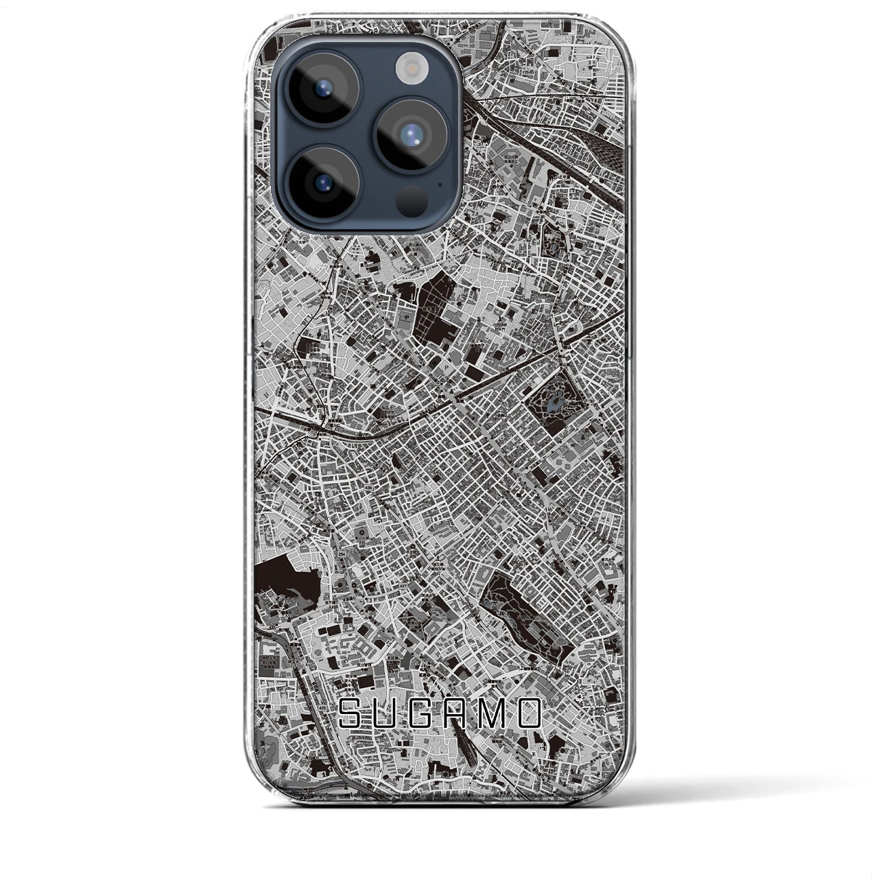 【巣鴨】地図柄iPhoneケース（クリアタイプ・モノトーン）iPhone 15 Pro Max 用