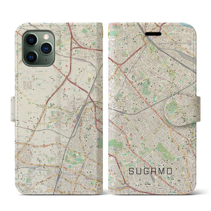 【巣鴨（東京都）】地図柄iPhoneケース（手帳タイプ）ナチュラル・iPhone 11 Pro 用