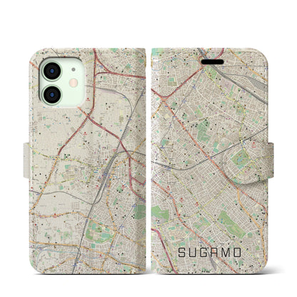 【巣鴨（東京都）】地図柄iPhoneケース（手帳タイプ）ナチュラル・iPhone 12 mini 用