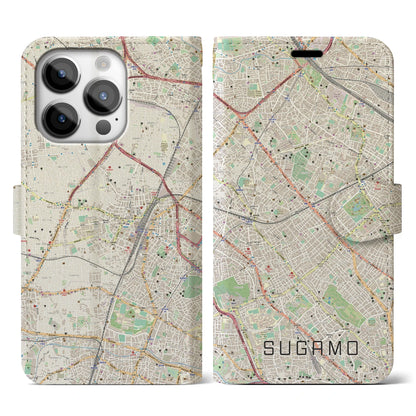 【巣鴨（東京都）】地図柄iPhoneケース（手帳タイプ）ナチュラル・iPhone 14 Pro 用