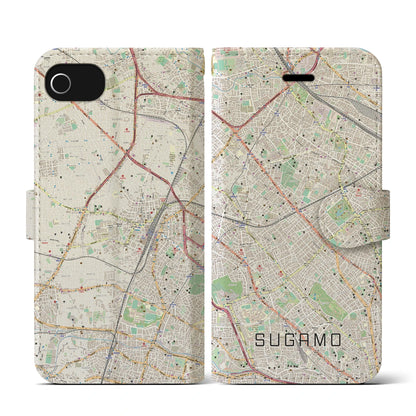 【巣鴨（東京都）】地図柄iPhoneケース（手帳タイプ）ナチュラル・iPhone SE（第3 / 第2世代） / 8 / 7 / 6s / 6 用