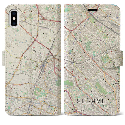 【巣鴨（東京都）】地図柄iPhoneケース（手帳タイプ）ナチュラル・iPhone XS Max 用